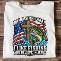 American Flag Bass Fishing Faith Patriotic Graphic T-Shirt