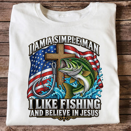American Flag Bass Fishing Faith Patriotic Graphic T-Shirt