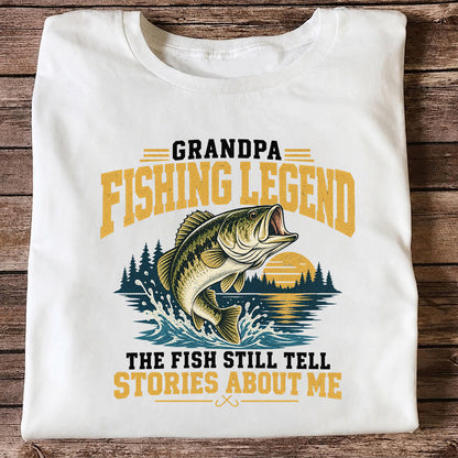 Grandpa Fishing Legend Jumping Bass Vintage Fishing T-Shirt