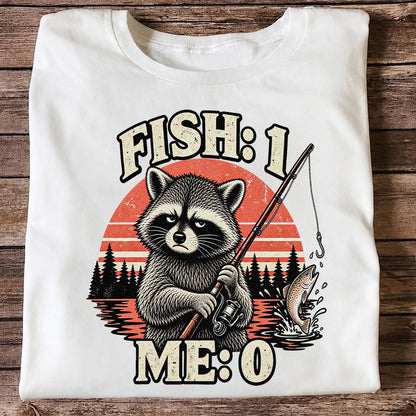 Fish: 1 Me: 0 Funny Raccoon Trout Fishing T-Shirt