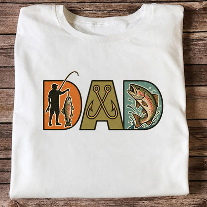 DAD Rainbow Trout and Fishing Hooks Vintage Graphic T-Shirt