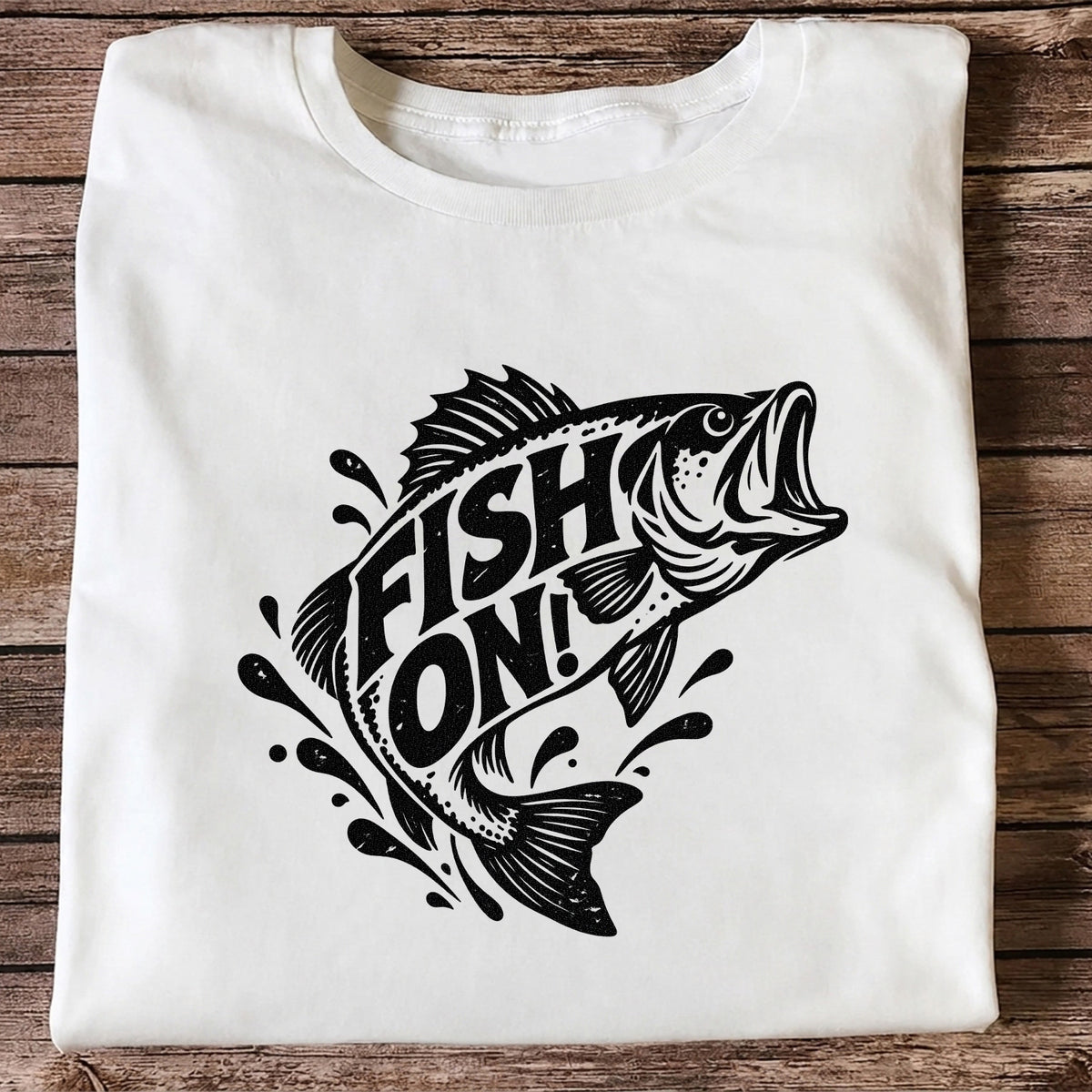 Fish On! Jumping Bass Fishing Distressed Graphic T-Shirt