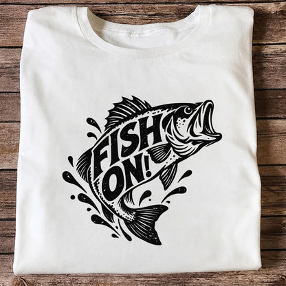 Fish On! Jumping Bass Fishing Distressed Graphic T-Shirt