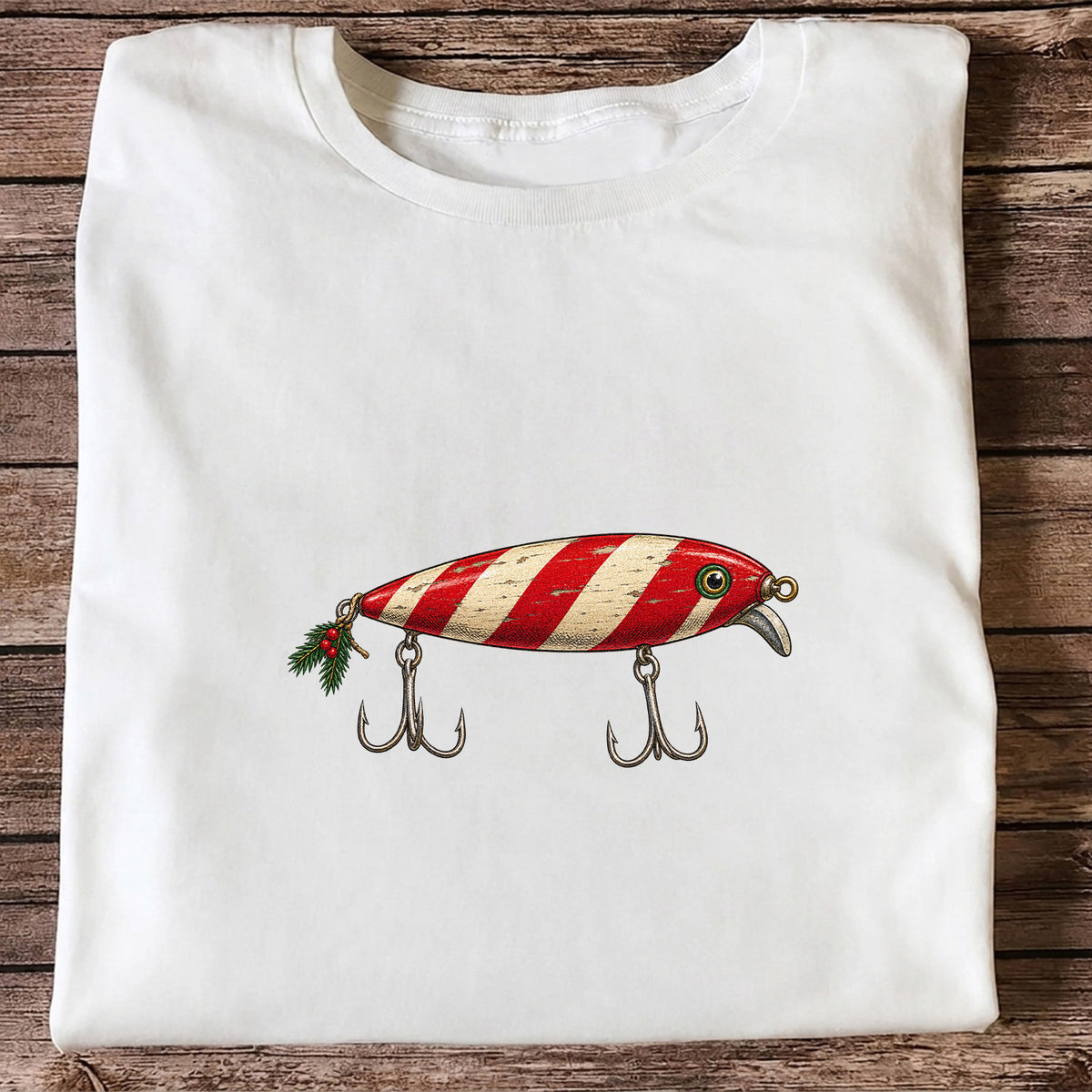 Vintage Red and Cream Fishing Lure Graphic T-Shirt