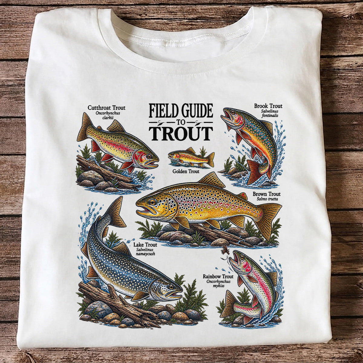 Field Guide to Trout Fishing Species Graphic T-Shirt