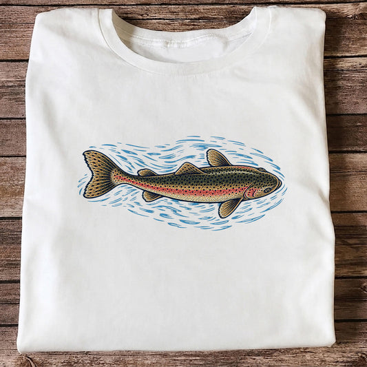 Rainbow Trout River Fishing Graphic T-Shirt