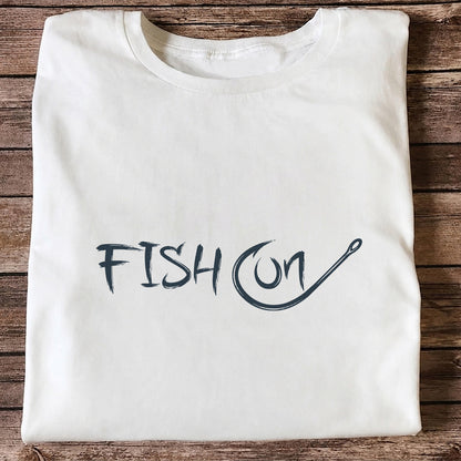 Fish On Fishing Hook Minimalist Graphic T-Shirt