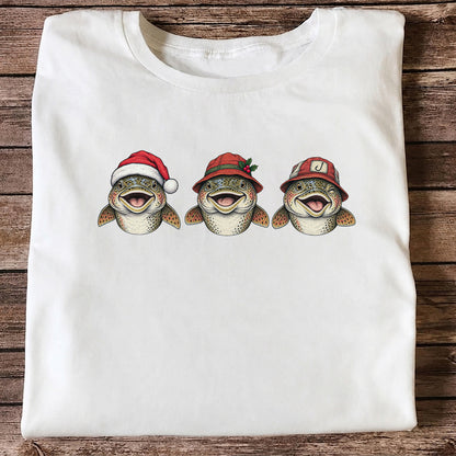Funny Christmas Trout Trio Fishing Graphic T-Shirt