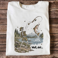 Funny Fishing Skeleton T-Shirt, Trout Fishing Tee