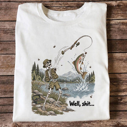 Funny Fishing Skeleton T-Shirt, Trout Fishing Tee