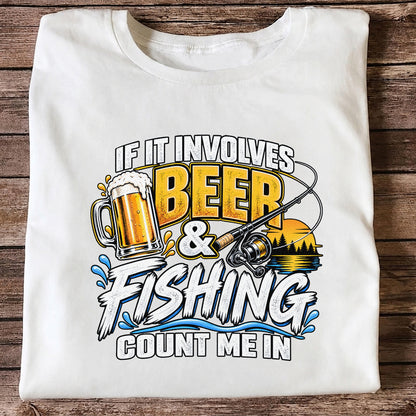Beer and Fishing Funny Angler Graphic T-Shirt