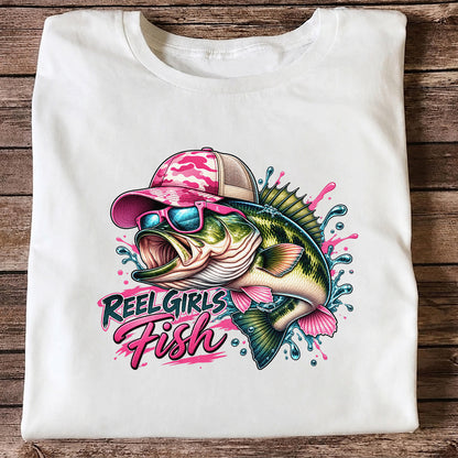 Reel Girls Fish Pink Largemouth Bass Fishing T-Shirt