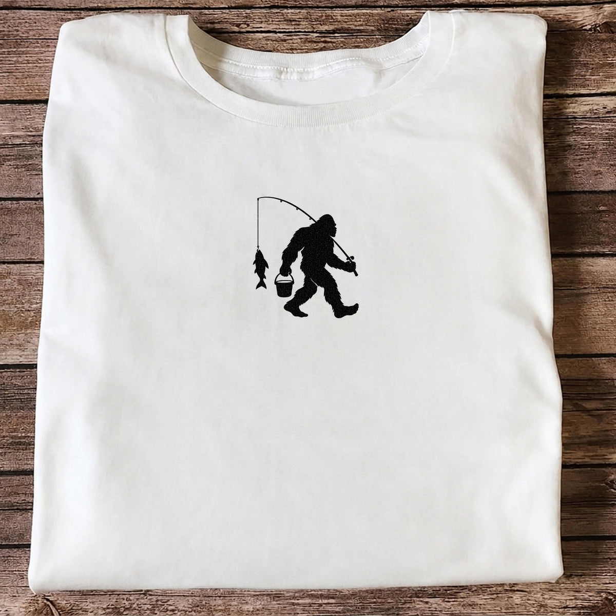 Fishing Silhouette with Catch and Bucket Graphic T-Shirt