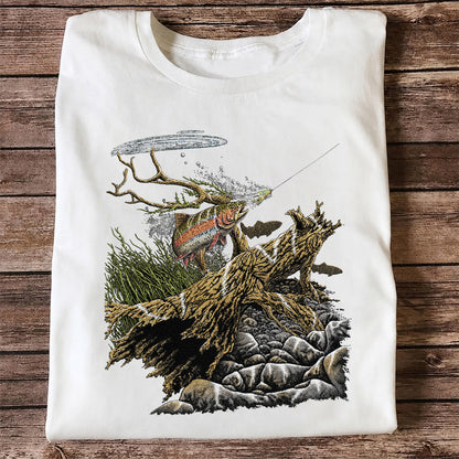 Trout Fishing T-Shirt  Fly Fishing River Tee