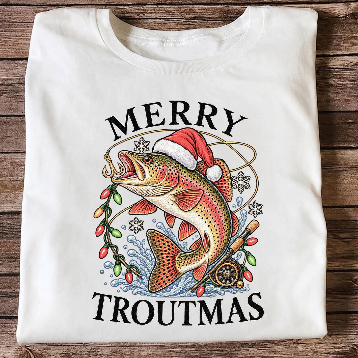 Merry Troutmas Rainbow Trout Christmas Fishing T-Shirt