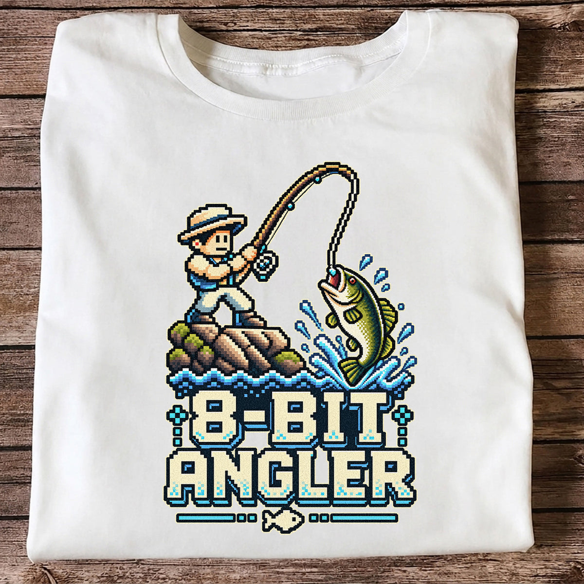 8-Bit Angler Pixel Art Bass Fishing Graphic T-Shirt