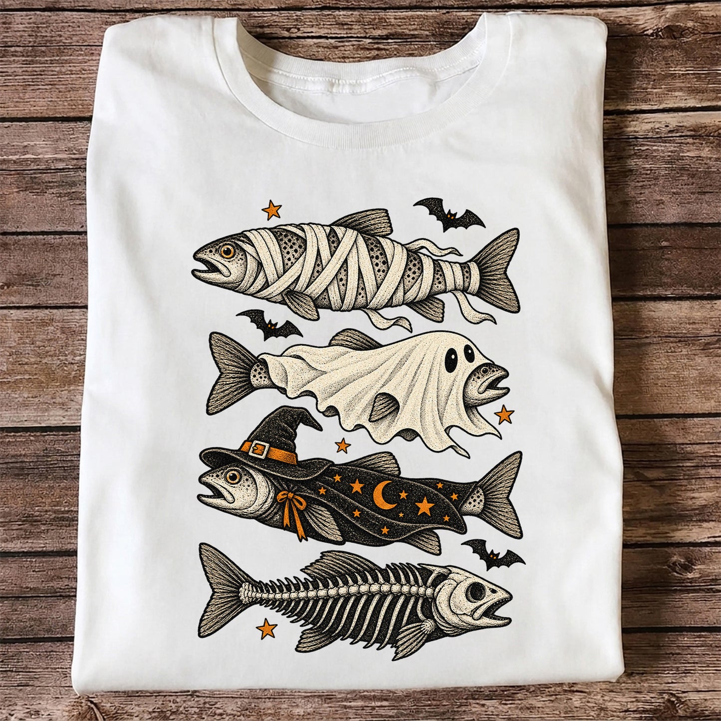 Halloween Costume Fish Spooky Fishing Graphic T-Shirt