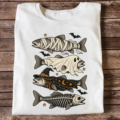 Halloween Costume Fish Spooky Fishing Graphic T-Shirt