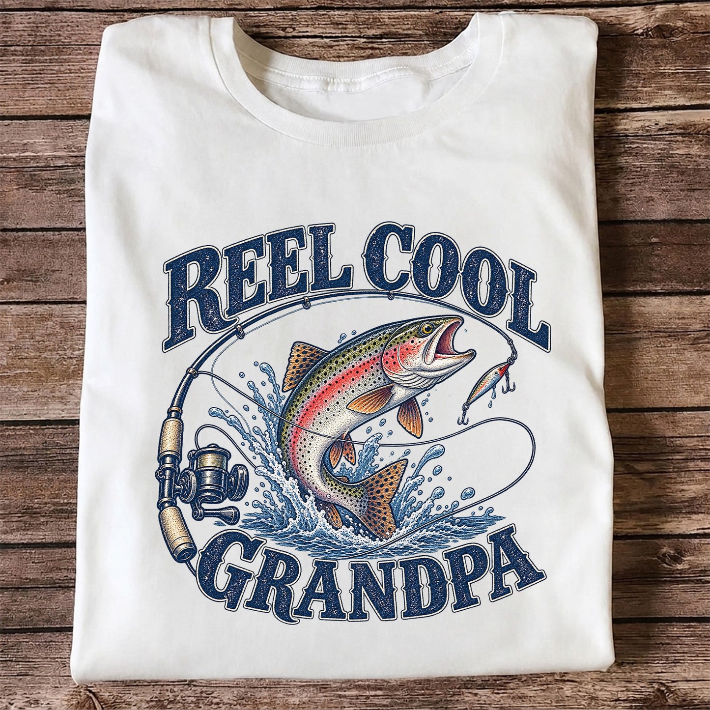 Reel Cool Grandpa Trout Fishing Graphic T-Shirt