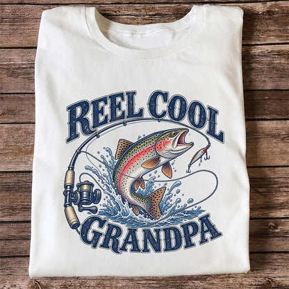 Reel Cool Grandpa Trout Fishing Graphic T-Shirt