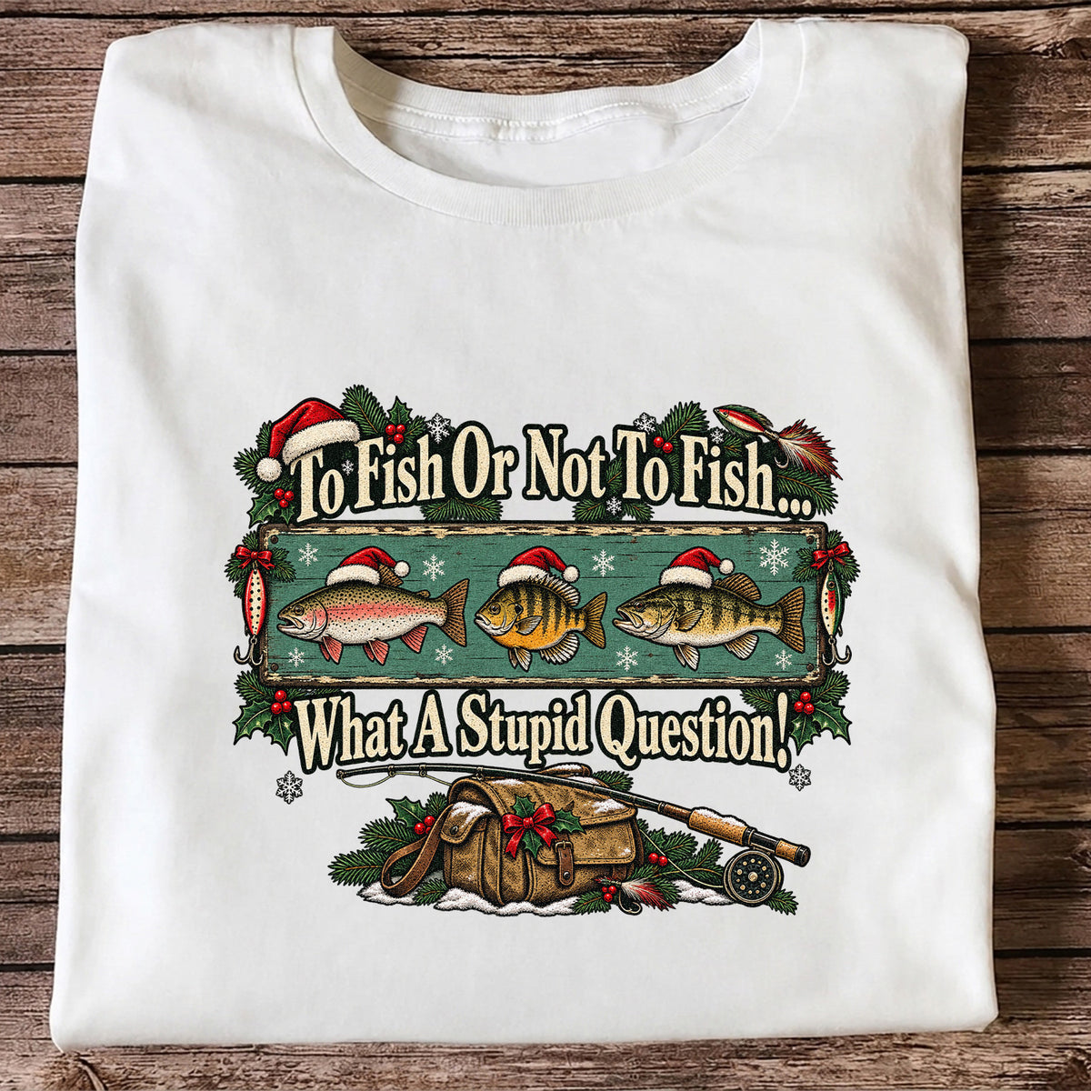 To Fish or Not to Fish What a Stupid Question Christmas Fishing T-Shirt