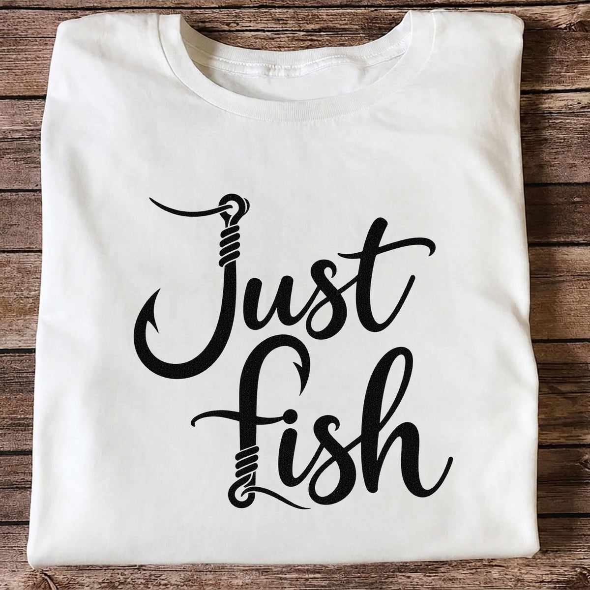 Just Fish Funny Fishing Hook Graphic T-Shirt