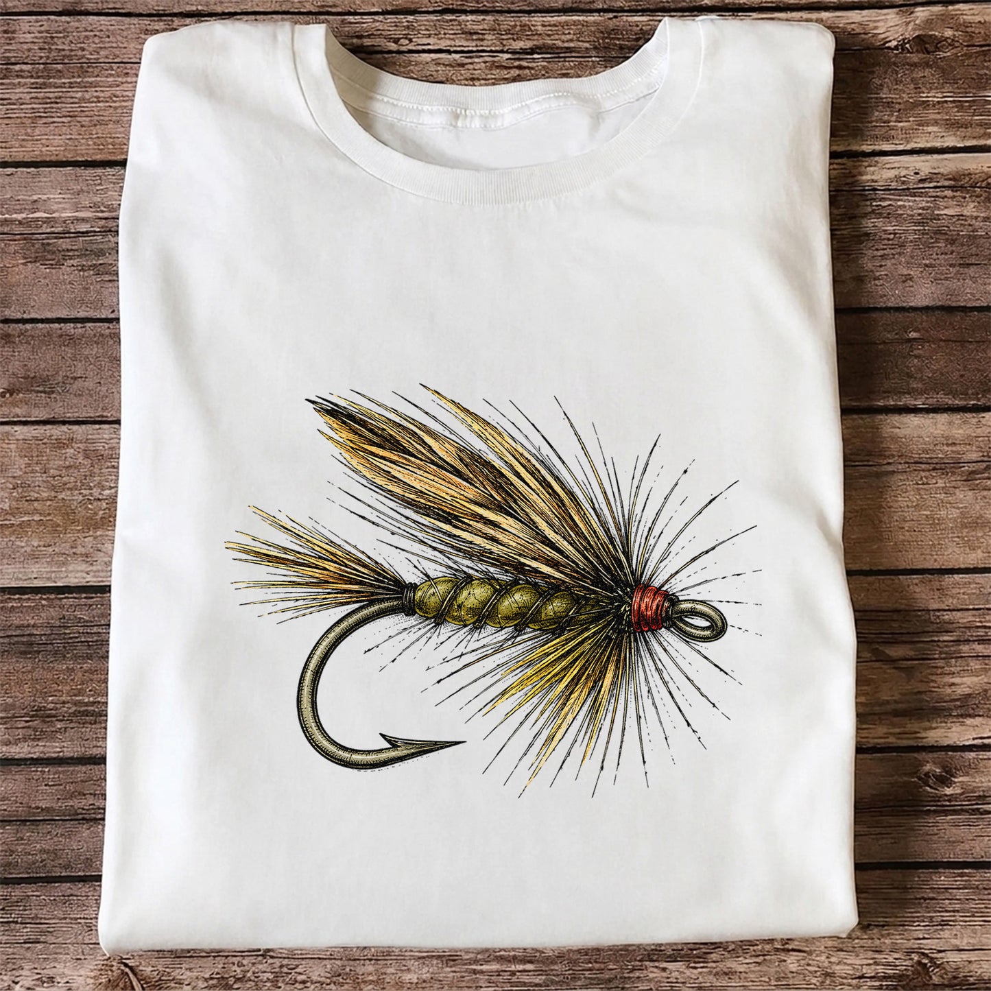 Vintage Fly Fishing Lure and Hook Graphic T-Shirt
