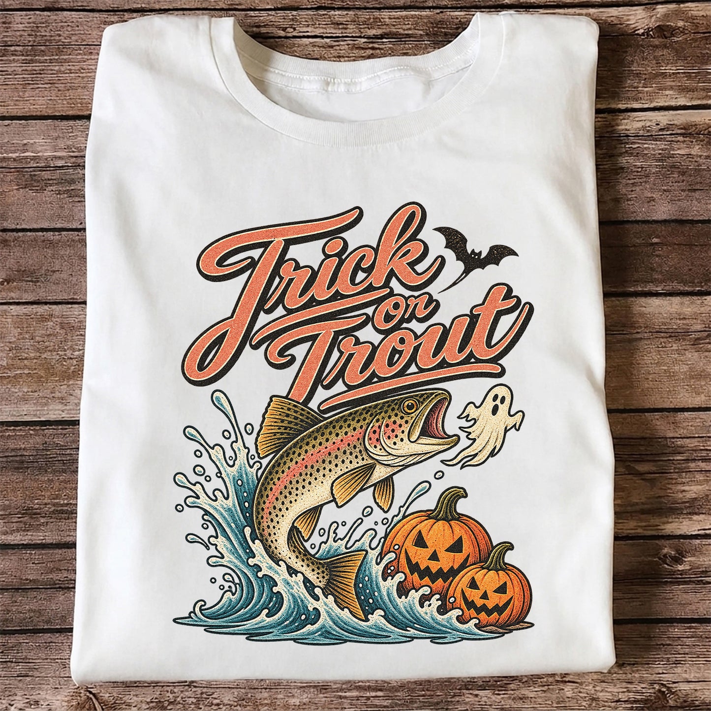 Trick or Trout Halloween Trout Fishing Graphic T-Shirt