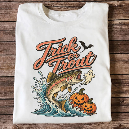 Trick or Trout Halloween Trout Fishing Graphic T-Shirt