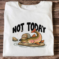 Not Today Brown Trout Wearing a Fly Fishing Hat Funny T-Shirt