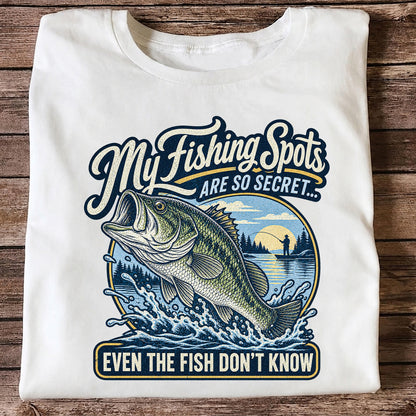 Secret Fishing Spots Largemouth Bass Graphic T-Shirt