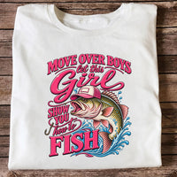 Move Over Boys Let This Girl Show You How to Fish Bass in Pink Hat Fishing T-Shirt