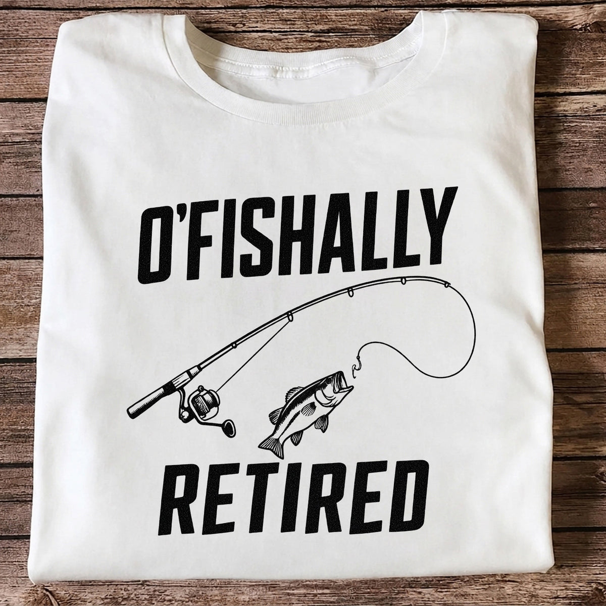 Retirement Fishing Graphic T-Shirt with Fishing Rod and Bass