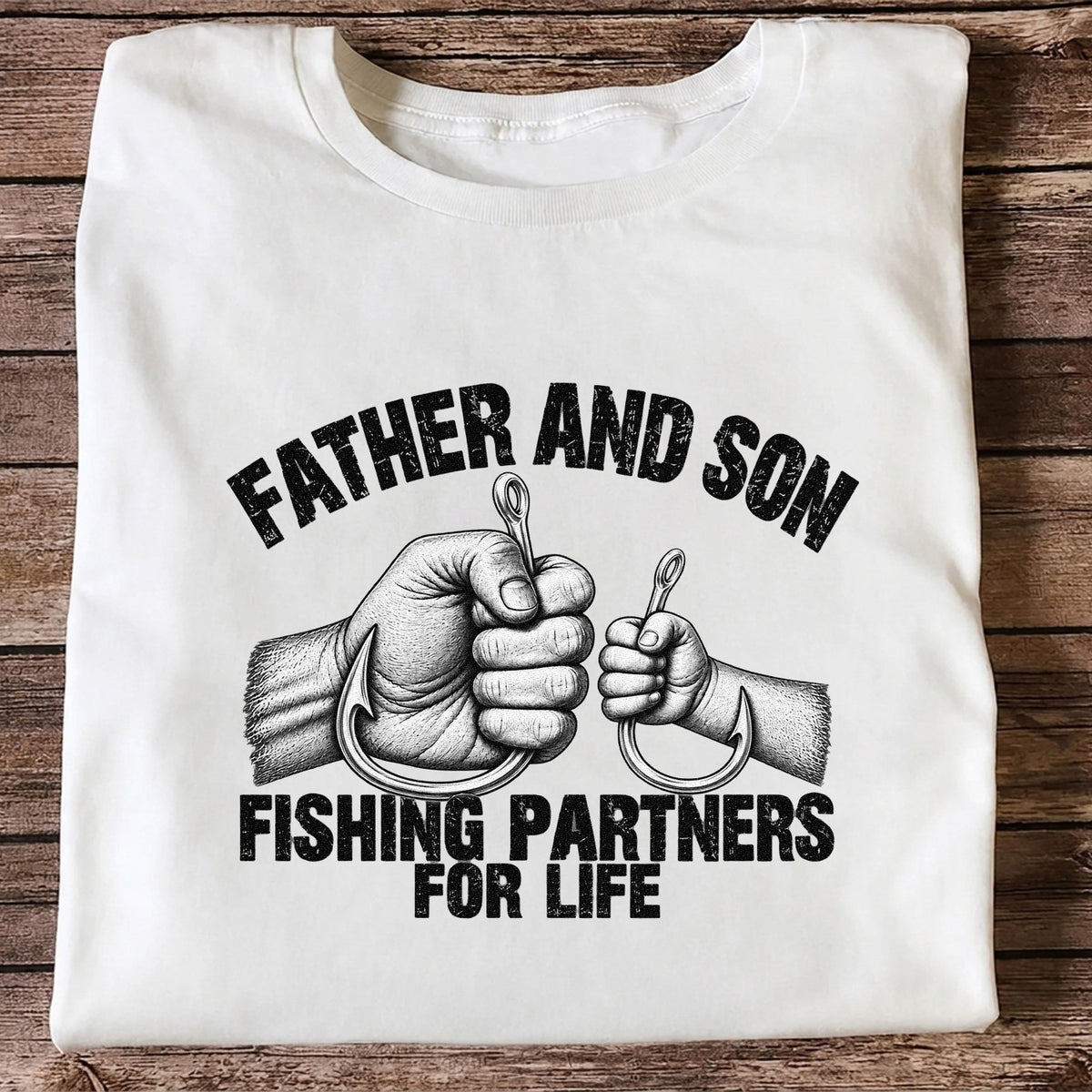 Father and Son Fishing Partners for Life Graphic T-Shirt
