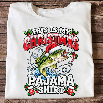 This Is My Christmas Pajama Shirt Bass Fishing T-Shirt