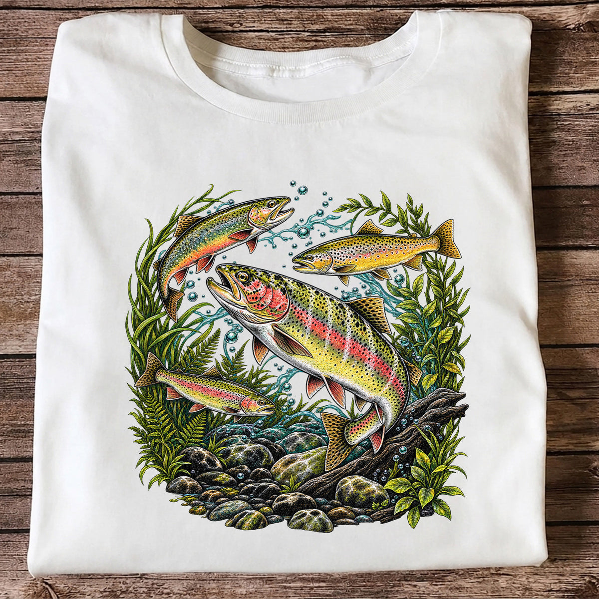 Rainbow and Brown Trout Underwater Fishing Graphic T-Shirt