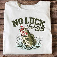 No Luck Just Skill Largemouth Bass Fishing Graphic T-Shirt