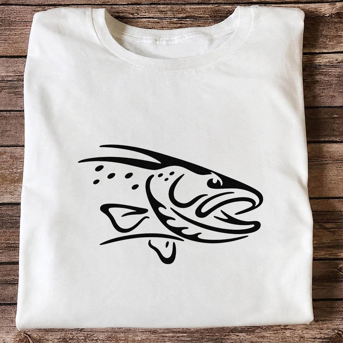 Minimalist Trout Line Art Fishing Graphic T-Shirt