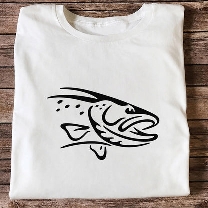 Minimalist Trout Line Art Fishing Graphic T-Shirt