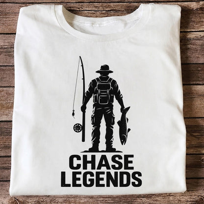 Chase Legends Fly Fishing Angler Silhouette Graphic T-Shirt