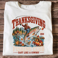 Thanksgiving Cowboy Trout Fishing Club Graphic T-Shirt