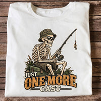 Just One More Cast Skeleton Angler Funny Fishing T-Shirt