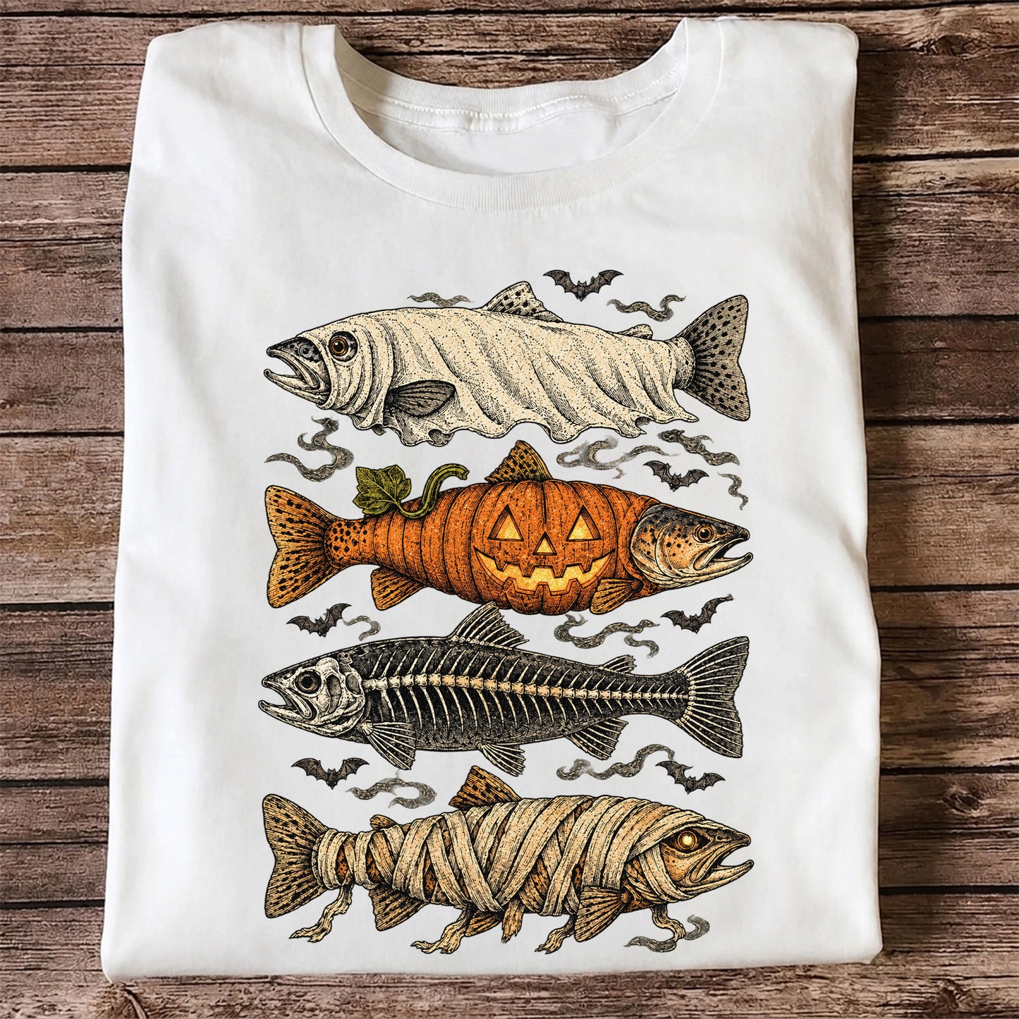 Vintage Halloween Fishing Shirt, Halloween Trout T-Shirt