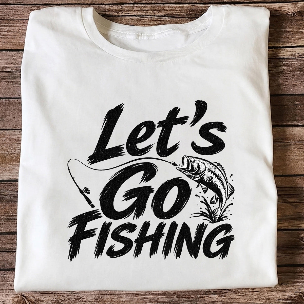 Let's Go Fishing with Jumping Bass Graphic T-Shirt