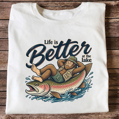 Life Is Better at the Lake Rainbow Trout Fishing Graphic T-Shirt