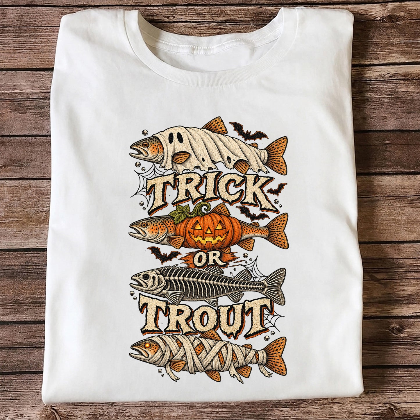 Trick or Trout Halloween Costume Fish Graphic T-Shirt