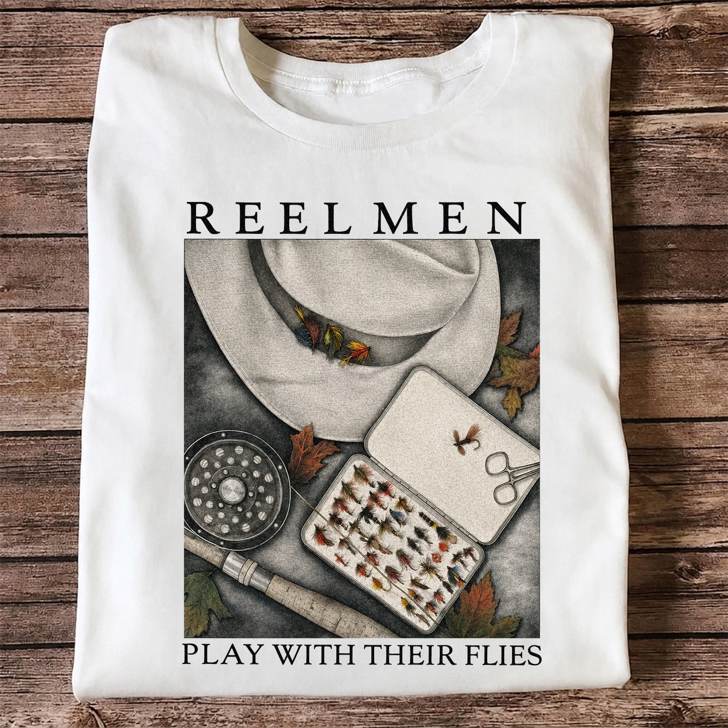 Fly Fishing T-Shirt Reelmen Play With Their Flies Vintage Fly Fisherman Tee