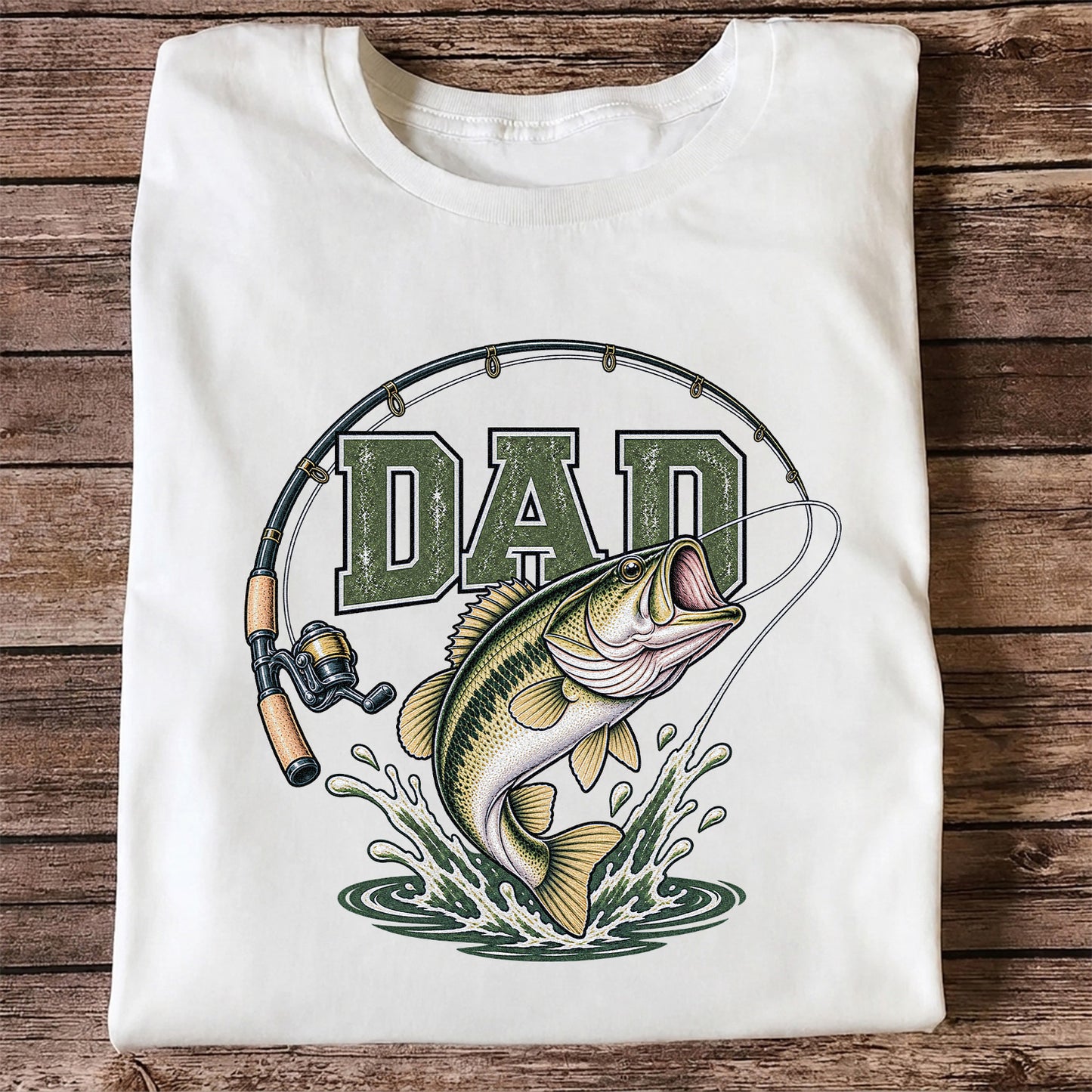 Dad Bass Fishing Rod and Reel Graphic T-Shirt