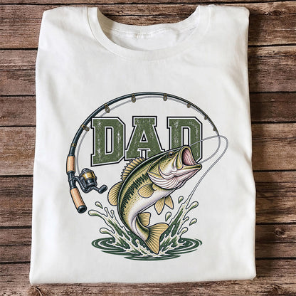 Dad Bass Fishing Rod and Reel Graphic T-Shirt
