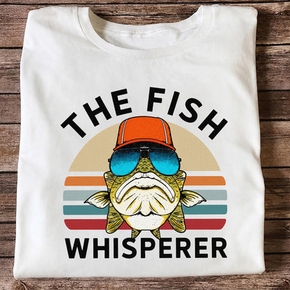 The Fish Whisperer Bass in Sunglasses Funny Fishing T-Shirt